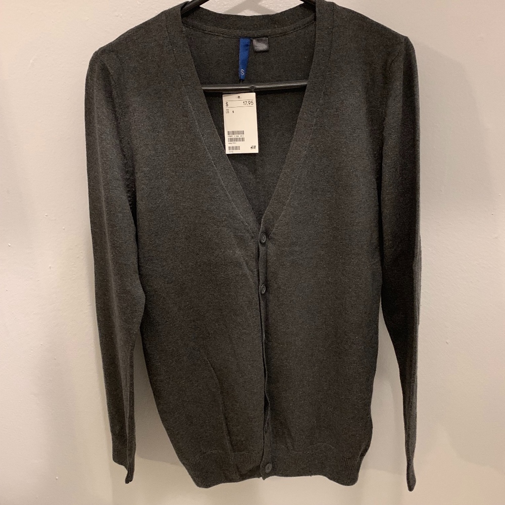 Mens  H&M Dark Gray Cardigan - Size S (NWT)